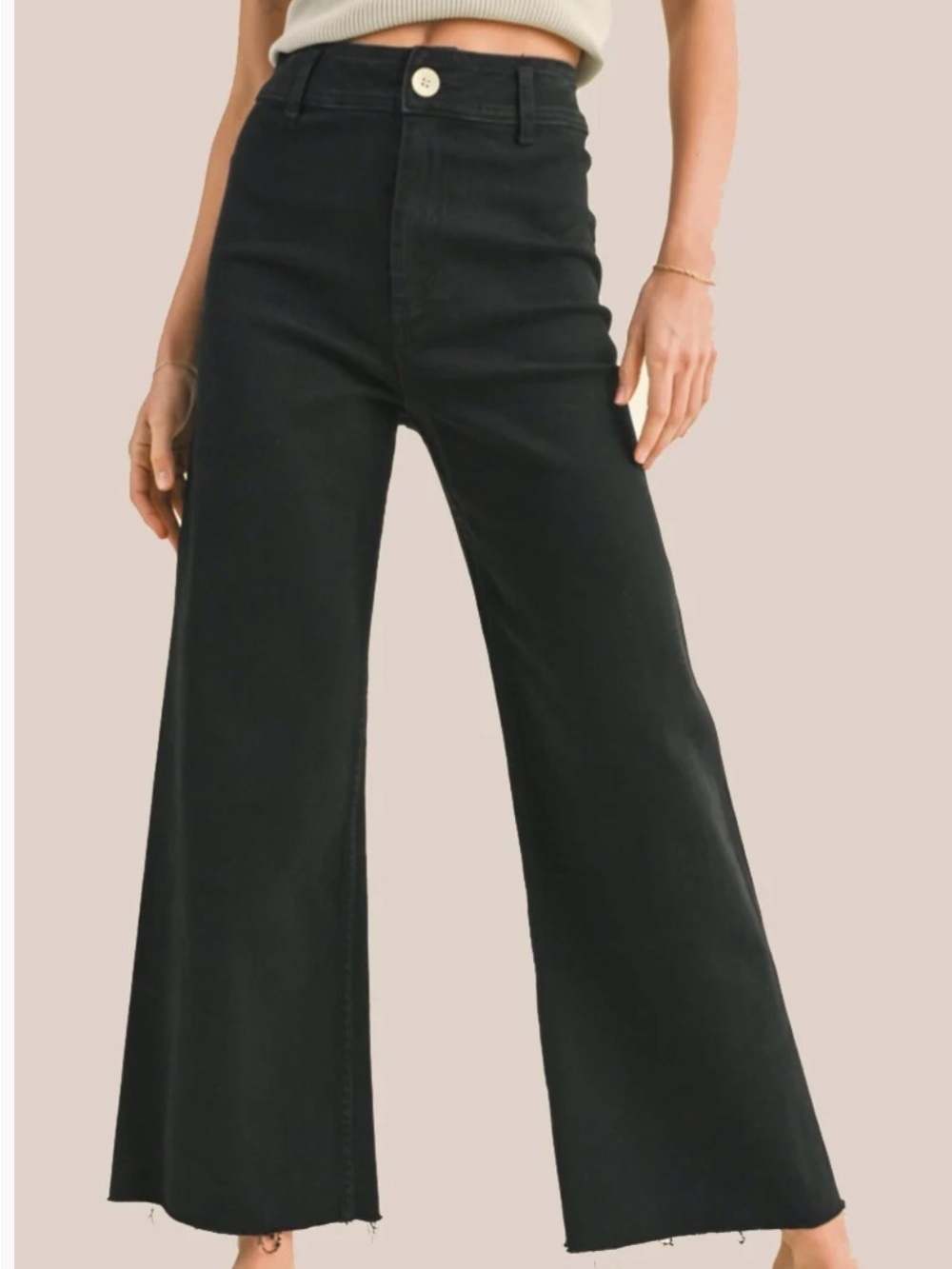 Women's Black Wide-Leg Chino Pants
